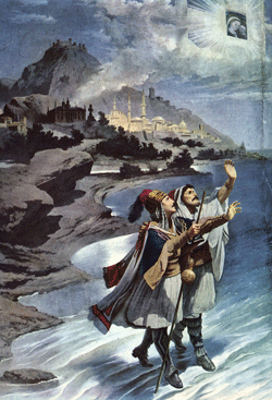 Giorgio and De Scalvis walk the waters of the Adriatic Sea to Italy