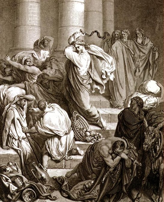 Christ Whipping and Expelling the Money Changers and Vendors from the Temple Gustave Dore