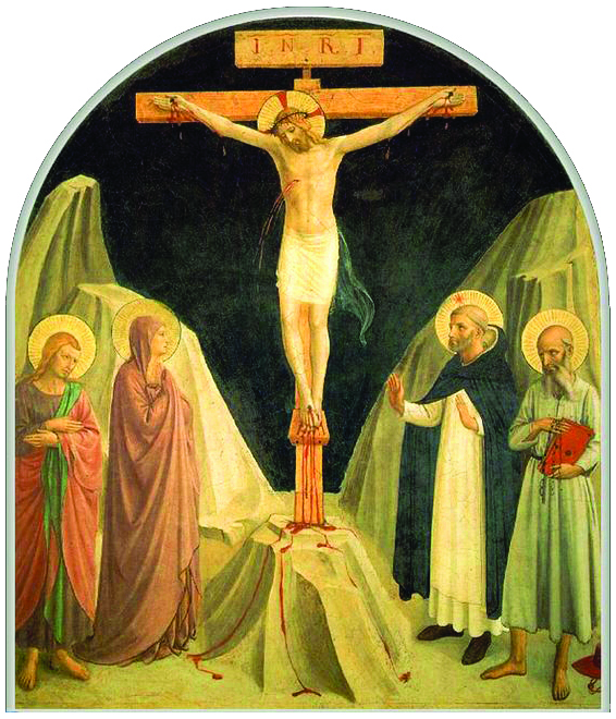 Crucifixion by Fra Angelico, Our Lady at the Foot of the Cross, model of faith, confidence, hope