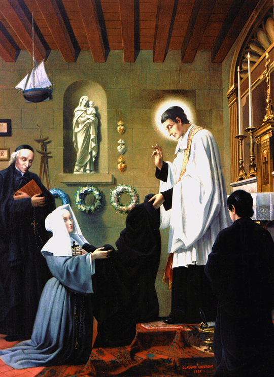 Blessed Marie-Louise Trichet takes the habit from Saint Louis de Montfort as the first of the Daughters of Wisdom