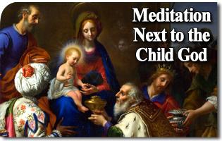 Meditation Next to the Child God in the Crib