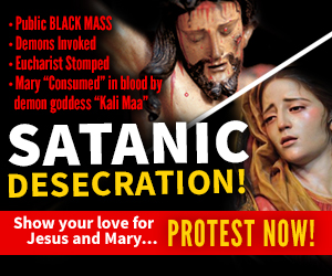 Sacrilegious Black Mass and Satanic Desecration of Blessed Virgin Mary Protest Now the Oklahoma City Civic Center showing on August 15, 2016, feast of the Assumption of the Blessed Virgin Mary
