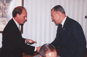 Prince Bertrand receives the key to the city of New Orleans