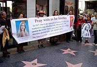 Rallies were held in some of the most sybolic places in the country. Here participants gather at the Hollywood's Walk of Fame.