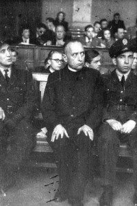 Cardinal Mindszenty in the defendant’s bench before the Communist kangaroo court in 1949.