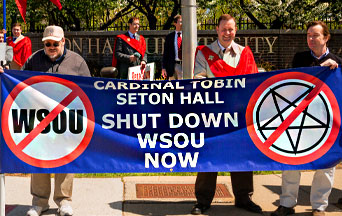 Young Catholics Stand against Satanic Rock Station WSOU at Seton Hall University