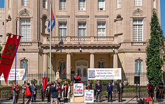 Protesters Call for Regime Change at Cuban Embassy “Once and for All”