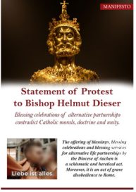 Dichiarazione di protesta al vescovo Helmut Dieser: Le cerimonie di benedizione per i partenariati alternativi contraddicono la morale, la dottrina e l'unità cattolica