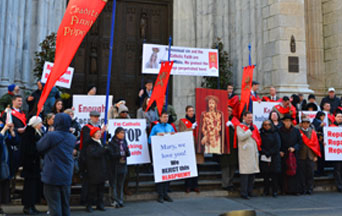 Young Catholics Protest Unspeakably Blasphemous Funeral at St. Patrick’s Cathedral
