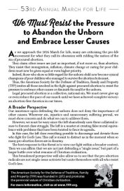 53rd Annual March for Life - We Must Resist the Pressure to Abandon the Unborn and Embrace Lesser Causes, MFL26