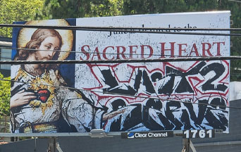 Sacred Heart of Jesus Billboard Vandalized near Universal Studios Hollywood