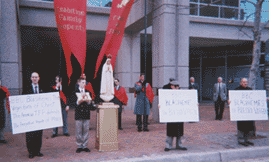 American Catholics Reject BBC Pseudo-Documentary Protesters braved chilly conditions near Washington, D.C. defending the honor of the Blessed Mother