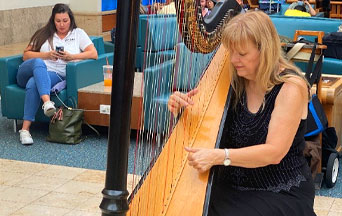 The Harpist in Orlando’s Airport…Only in America