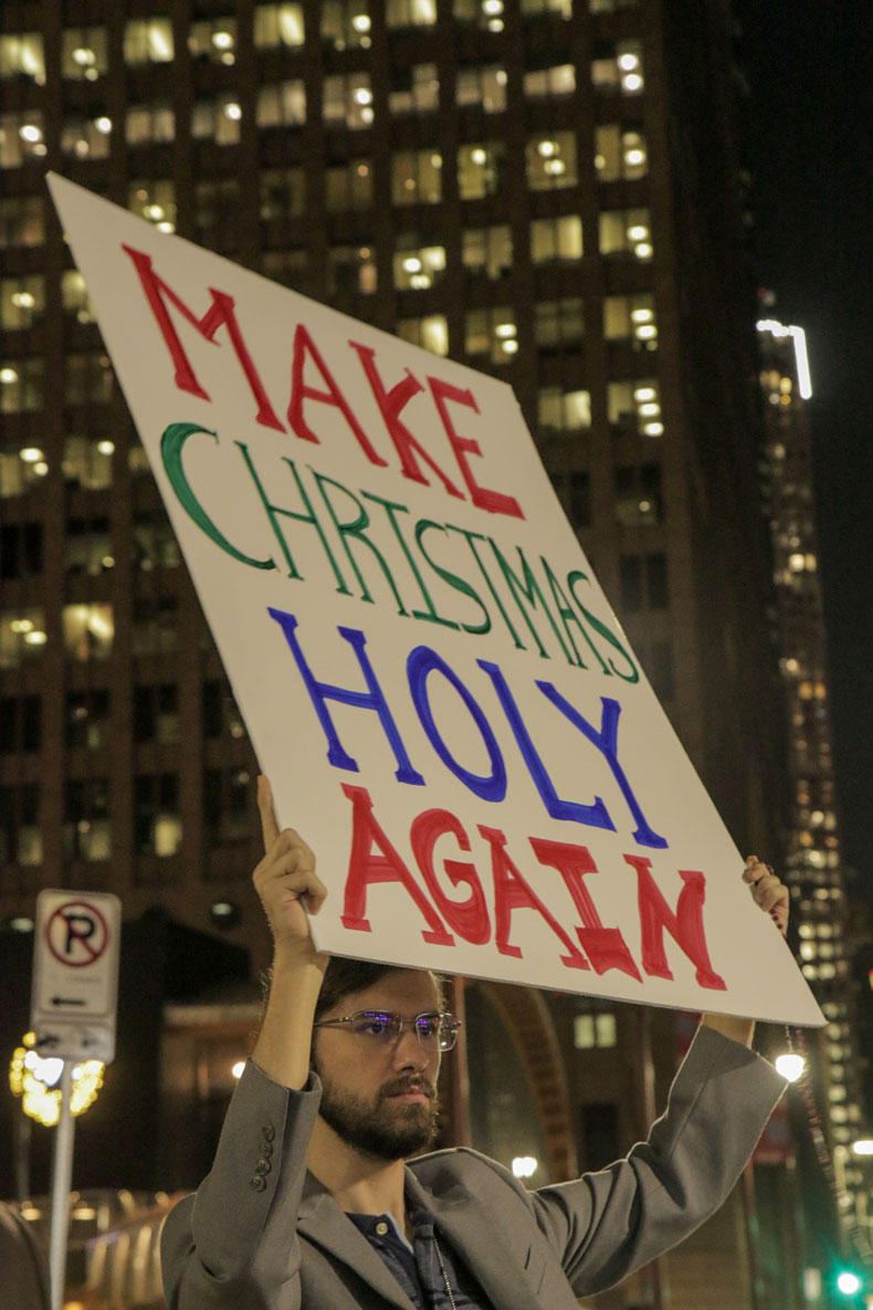 Houstonians protest vile mockery of Christmas at Bayou Music Center in downtown Houston